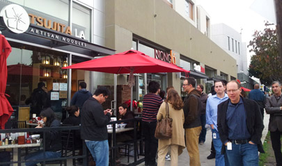 Crowd in line for lunch, a good sign