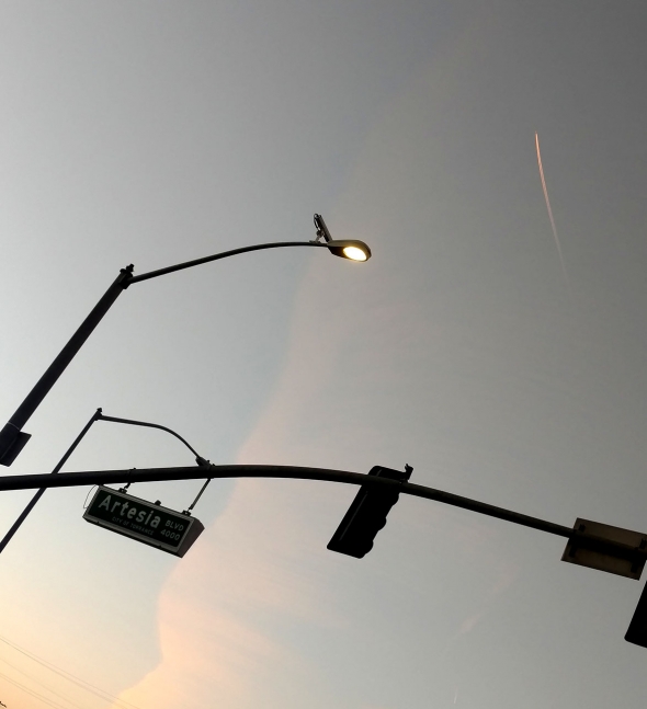 photo of jet leaving contrail overhead